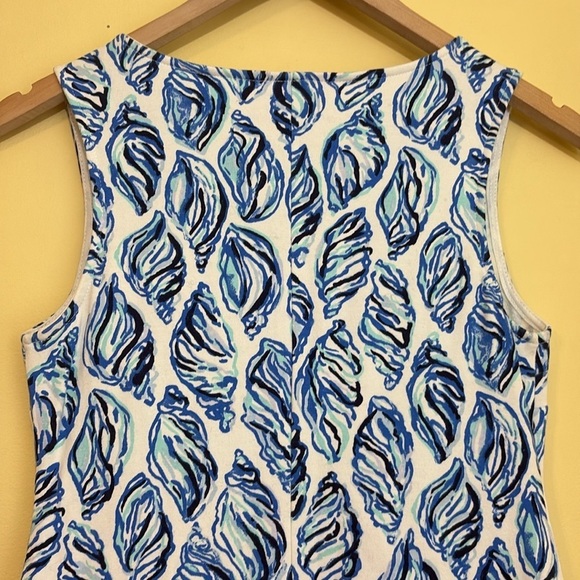 Lilly Pulitzer | Harper Blue White Conch Shell Pattern Tropical Shift Dress XXS - Picture 16 of 17